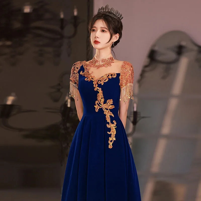 

2025 New Luxury Velvet Style Evening Dress For Women Elegant Long Prom Dress