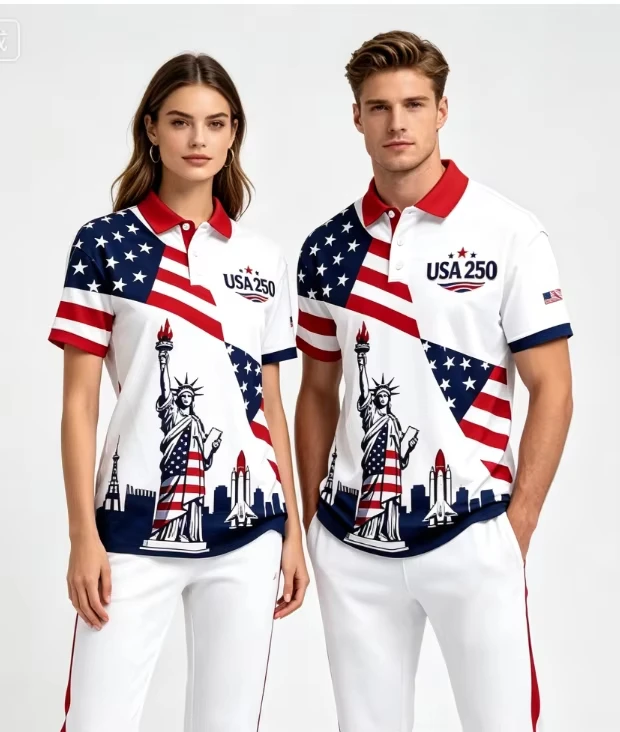 Herren Damen USA 250 Freiheitsstatue Print Paar-Poloshirt Amerikanische Flagge Patriotische Freizeit-Sportbekleidung für den Unabhängigkeitstag Polo – Detail 12