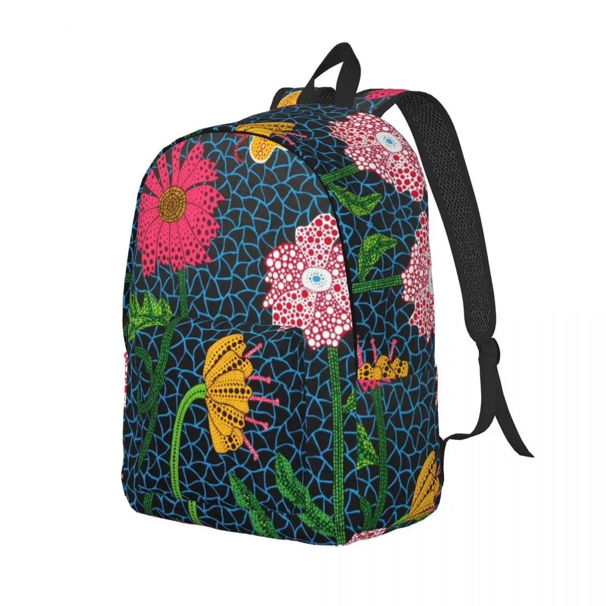 Yayoi Kusama Flowers for Teens Student School Bookbag Japanese Art Canvas Daypack Middle High College Travel
