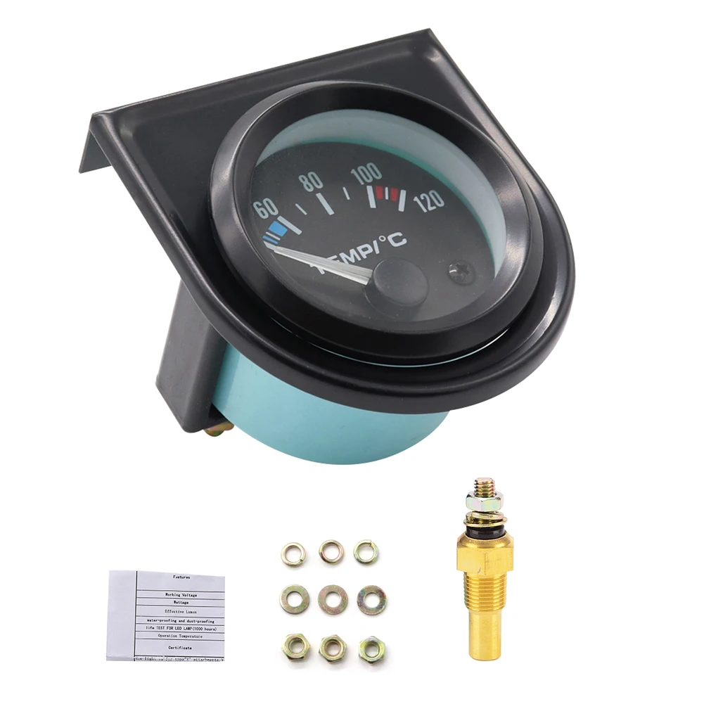 

52mm Auto Water Temperature Meter 40-120 Celsius Water Temp Celsius Gauge LED White Light Car Motor Water Temperature Gauge 12V
