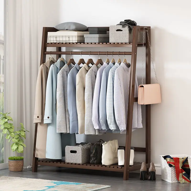

Solid wood floor-to-ceiling hanger bold vertical bedroom simple coat rack multi-functional wardrobe clothes