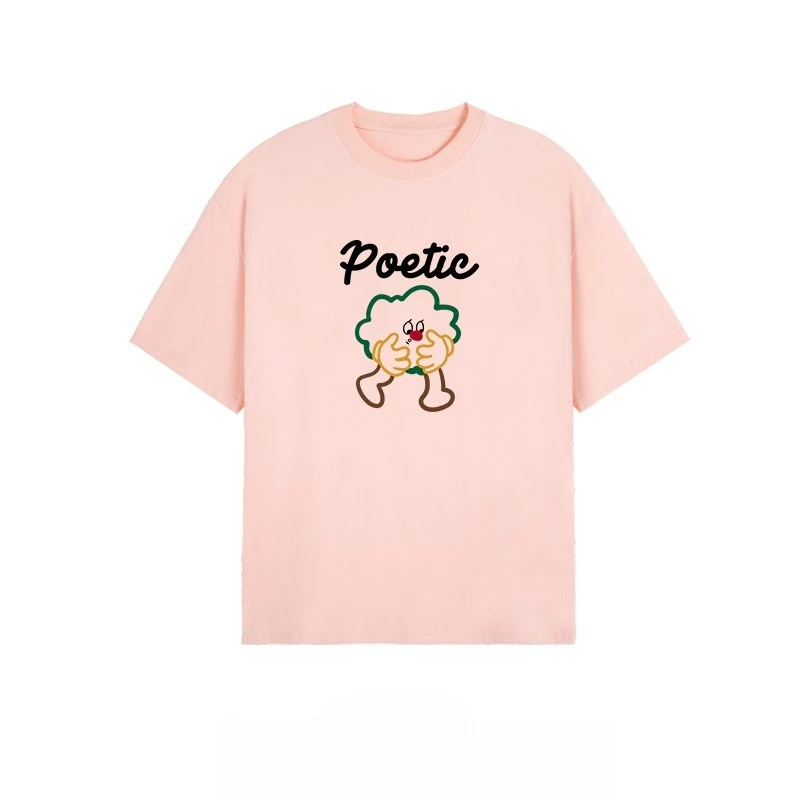 

Plus Size KSJH Starts Planning, Cookie Man Retro Style Cartoon Print Couple Short-sleeved T-shirt Women's Loose Half-sleeved Top