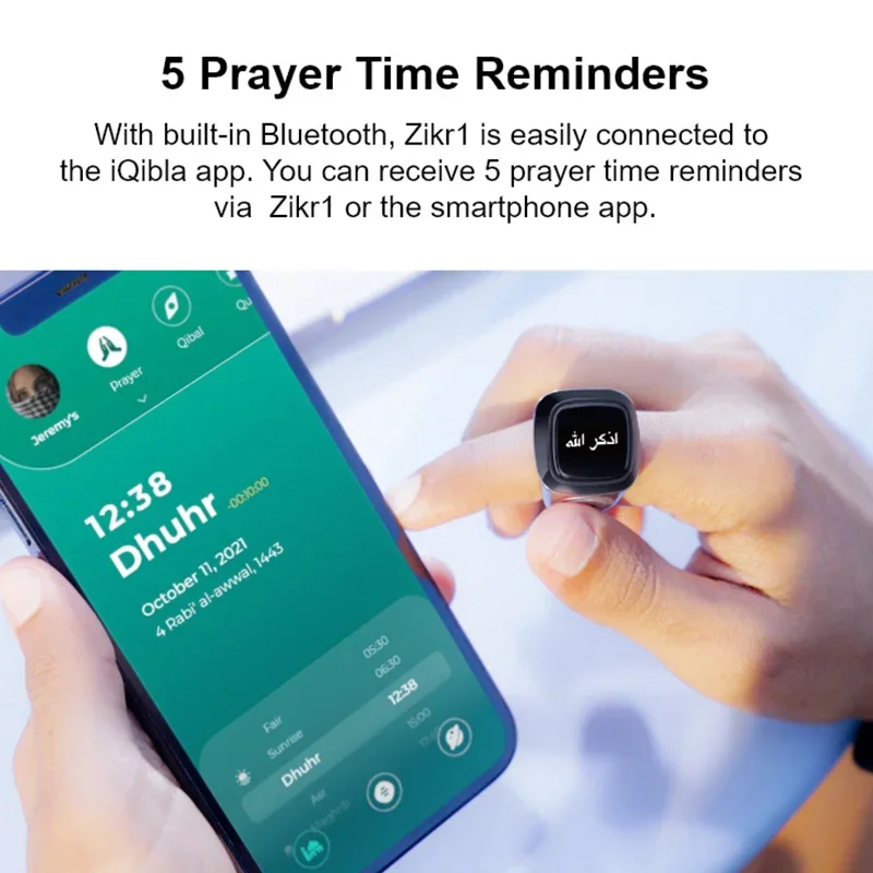 Smart Tally Counter for Muslims Zikr Ring Digital Tasbih Counter 5 Prayer Time Reminder Tasbeeh Counters Islamic Muslim Eid Gift