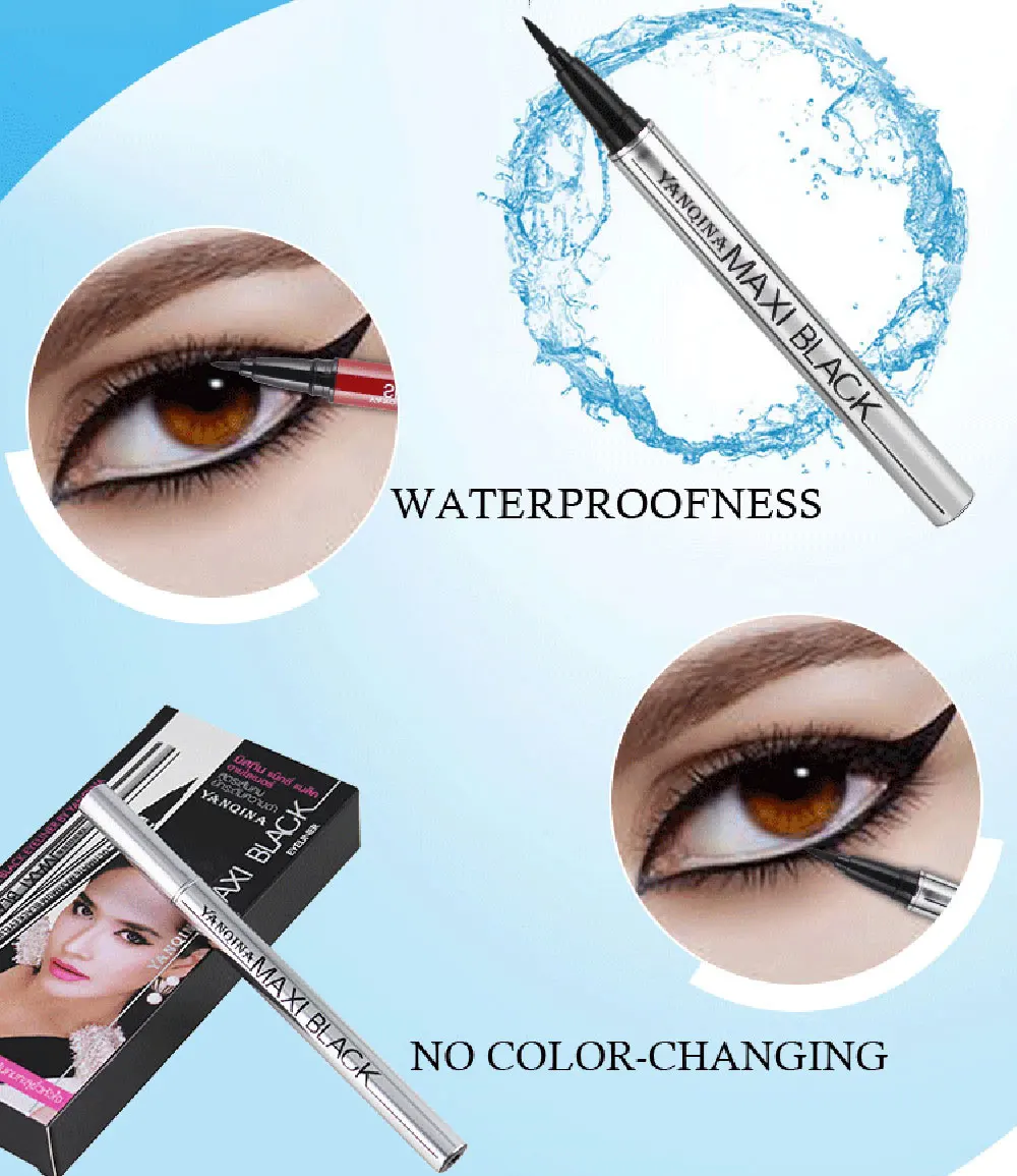 YANQINA Waterproof Makeup Eyeliner Black Liquid Eyeliner Pen Make Up Eye Liner Long-lasting Cosmetics Fast-dry Eyeliners Pencil