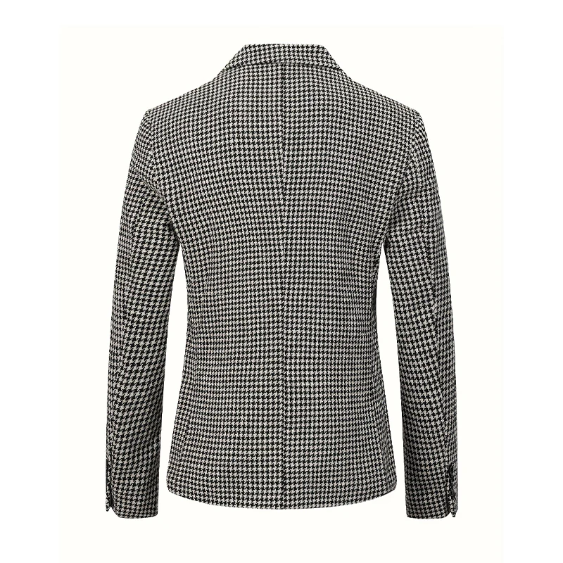 Jas Blazer Pria Retro Kotak-kotak, Jas Blazer Kasual Modis, Jas Blazer Motif Seribu Burung, Blazer Kasual Outdoor