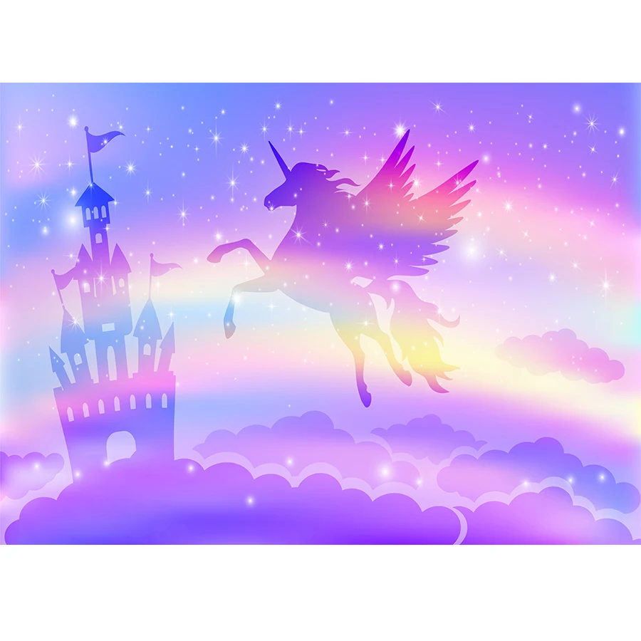 Fantasia Mágico Arco-íris Estrelas Espumantes Fotografia Fundos, Crianças Aniversário Decoração Banner, Photo Booth Cenários, Meninas