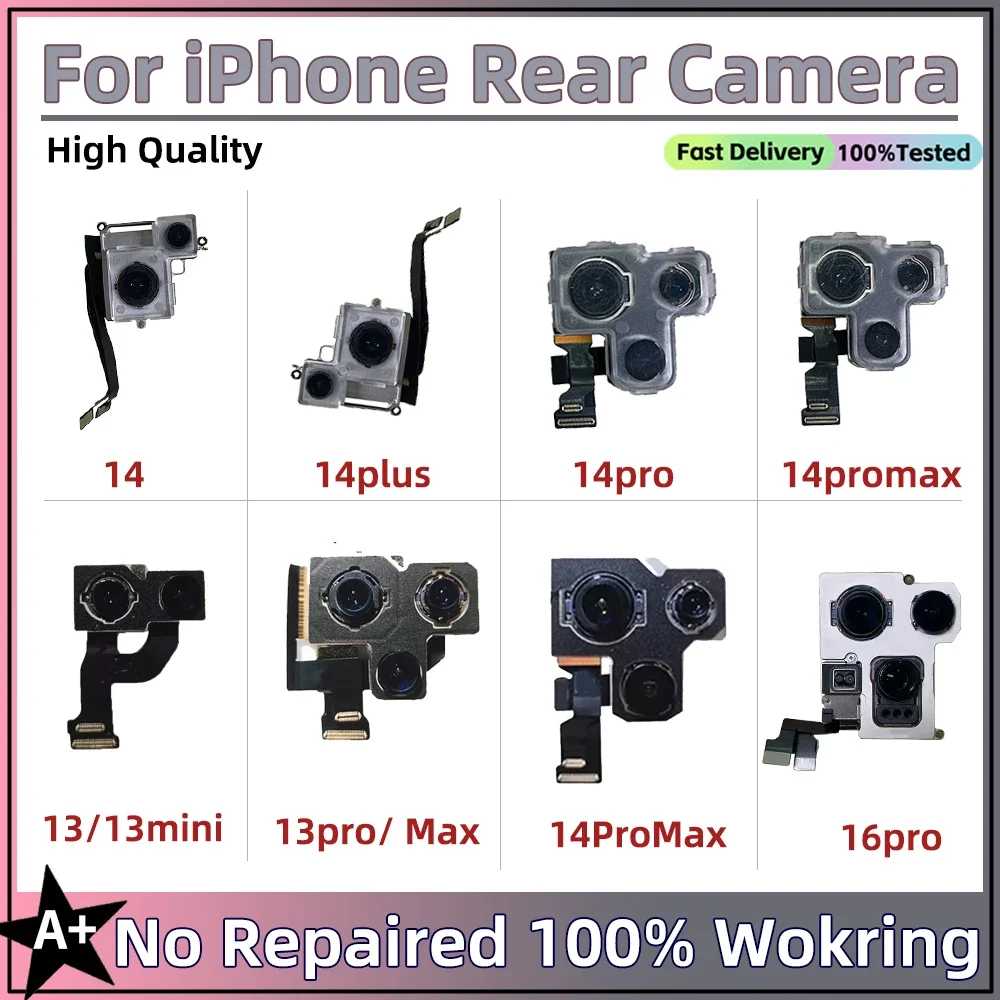 Features Work Camera For iPhone 11 12 Pro 14 Pro Max MINI Back Camera Rear Main Camera For iPhone 12 13 PRO MAX 14 Plus Camera