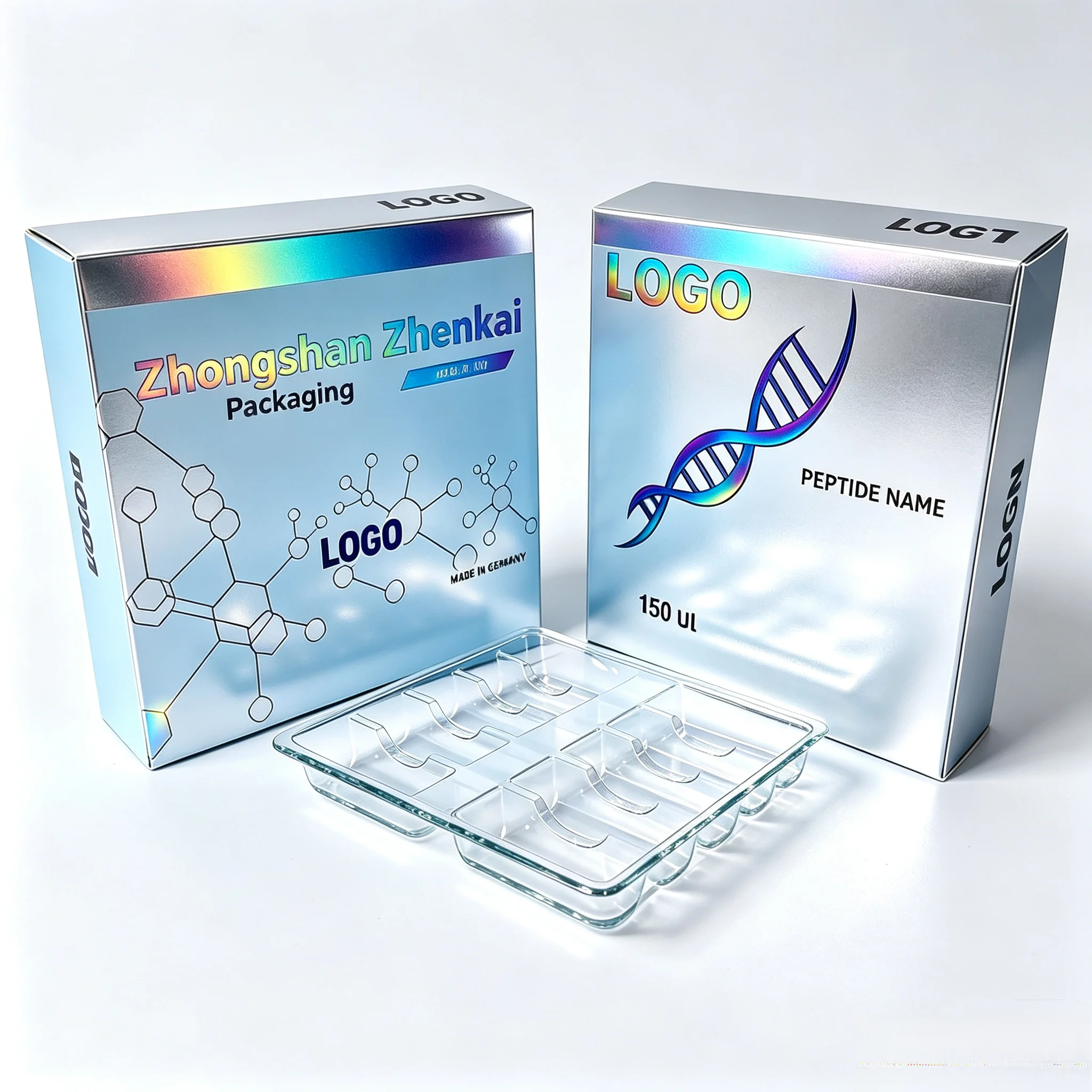 Premium Custom High Tack Peptide Vial Sticker Labels Separate Single Pack Paper Boxes For Injection Glass Vials