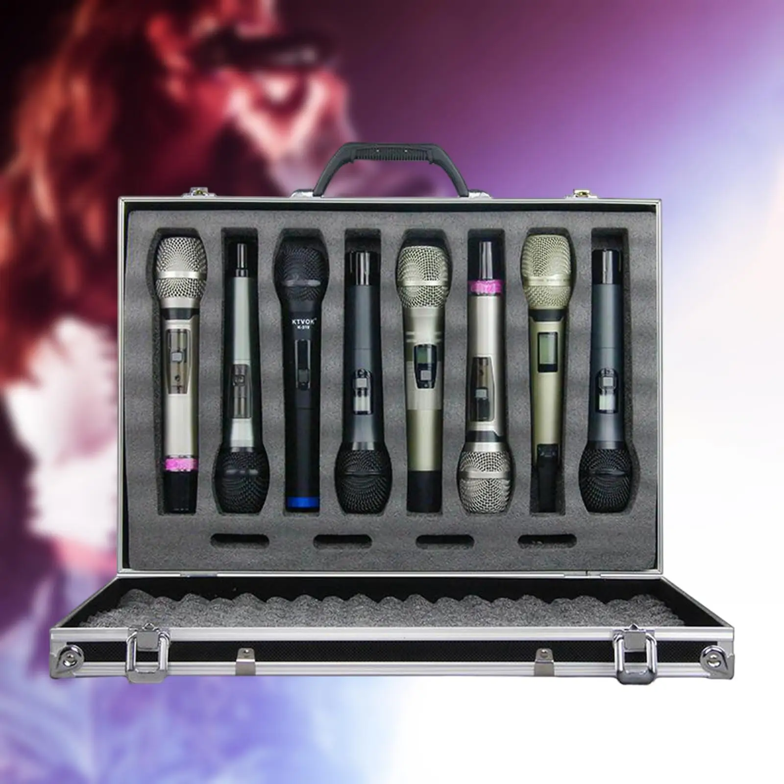 Microphone Case Live Broadcast Mic Toolbox with Sponge Lining Studio Impact Resistant Stage Shockproof Chat Room Mic Storage Box