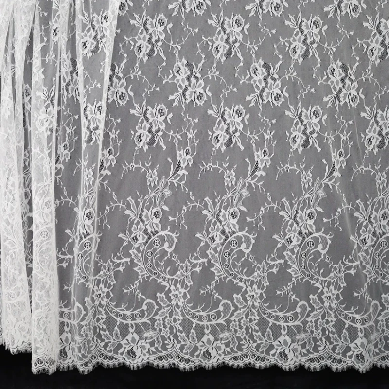 

3 Meters Skin-friendly Eyelash Lace Fabric for DIY Wedding Dress Veil Home Curtain Decoration Accessories Fabrics Cloth