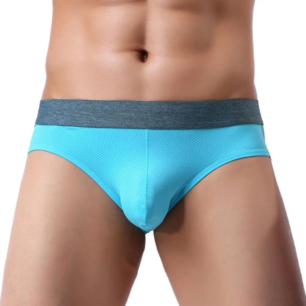 Men\'s Underwear Sexy Briefs Soft Breathable Mesh Underpants Shorts Elastic Panties Brief for Man