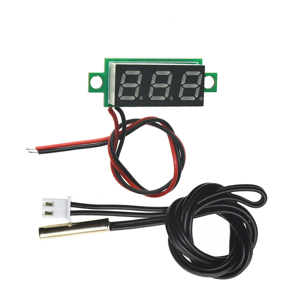 0,28" Mini-Digitalthermometer DC 4-28V LED-Temperaturmesser 10K NTC Wasserdichter Metallsonden-Sensor -50-125°C für Aquarium und Auto – Detail 2