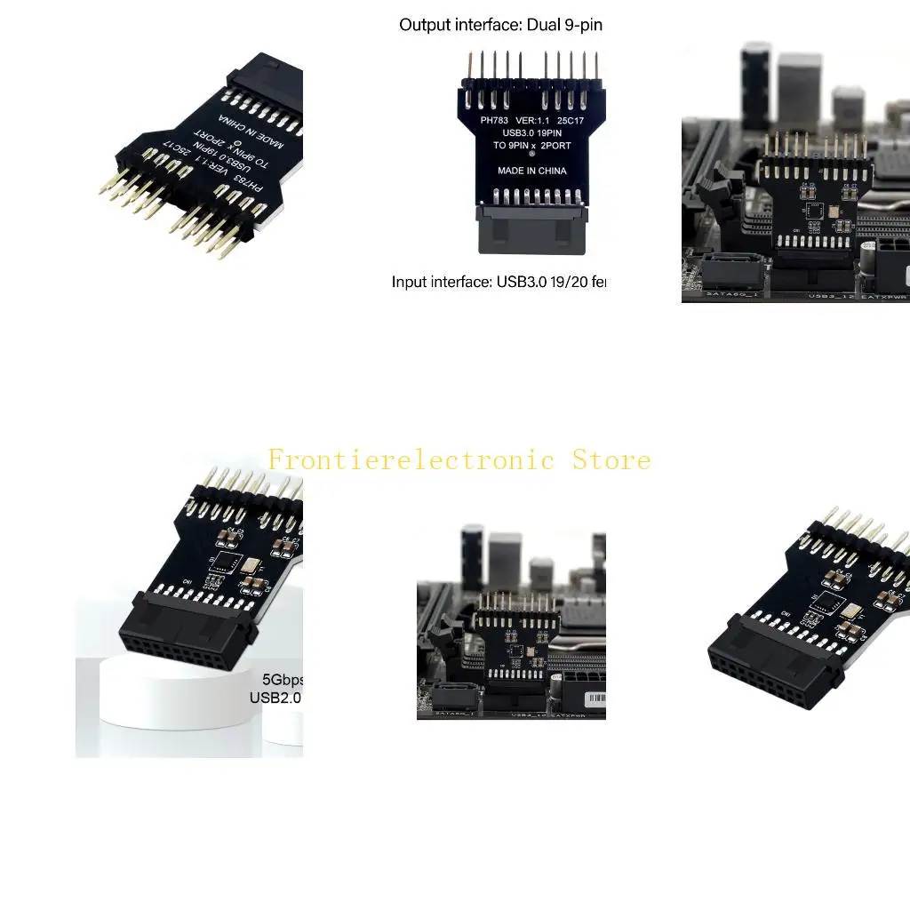 

G8DB USB3.0 19PIn To Double USB2.0 9Pin Adapter For Motherboard Header Extension