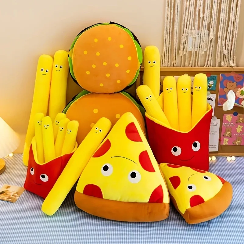 Simulation Hamburg Pizza French Fries Plush Toys Creative Stuffed Plushies Dolls Home Decoration Soft Pillow Creative Gifts