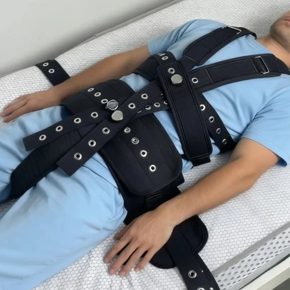 

Patient Positioning Aids Magnetic Locking Restraint Set Adjustable Shoulder Waist Crotch Straps for Agitated Incontinent Care