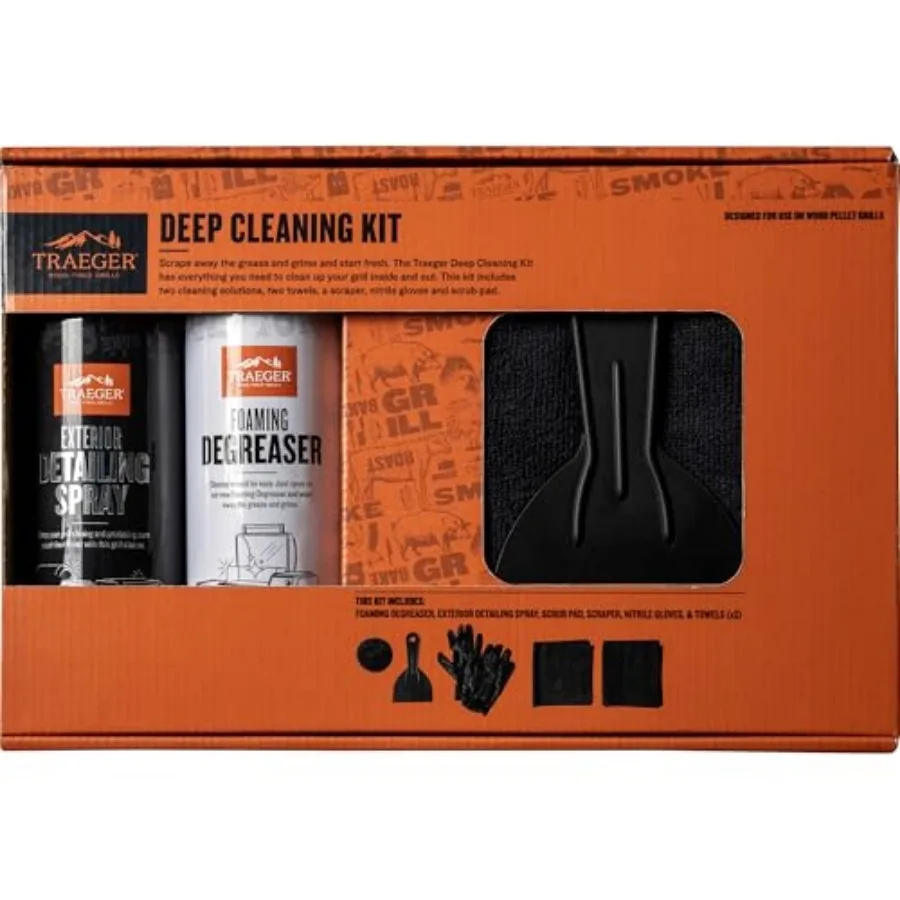

Grills Deep Cleaning Kit - Exterior Detailing Spray 16oz Foaming Degreaser (16oz) Grill Scraper and Pad Microfiber Towels Nitri