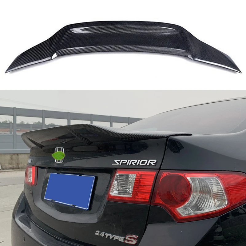 For Honda Spirior/Acura Tsx Spoiler 2009-2013 100%Glossy Carbon Fiber Rear Wing Sport Accessories Body Kit