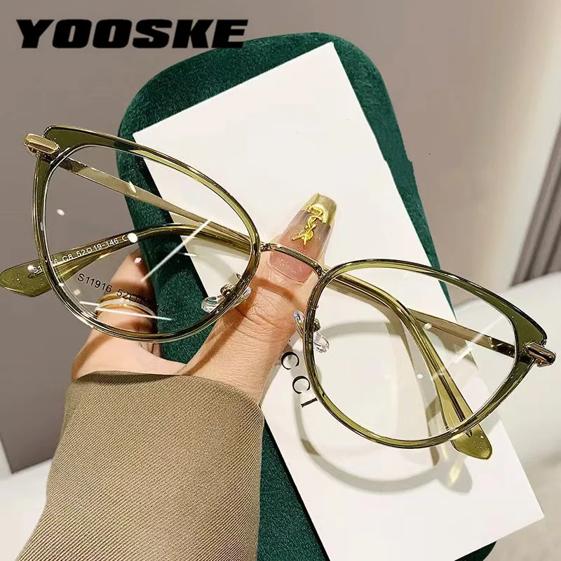 YOOSKE Anti-blue Light Glasses Frame Cat eye Computer Eyewear Frame Luxury Women Men Optical Glasses Eyeglasses frames