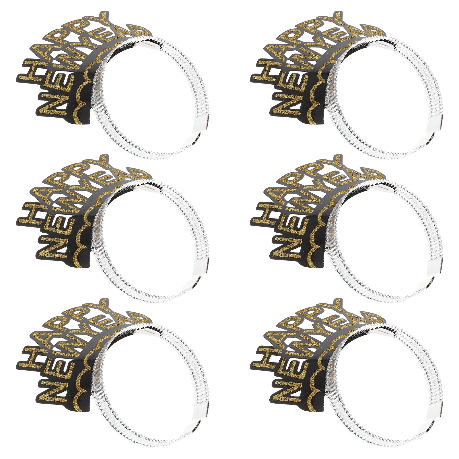 

6Pcs Glitter New Year Headband Happy Party Hair Hoop Eye Catching Headdress 2023 Eve Celebration Photo Props Favors