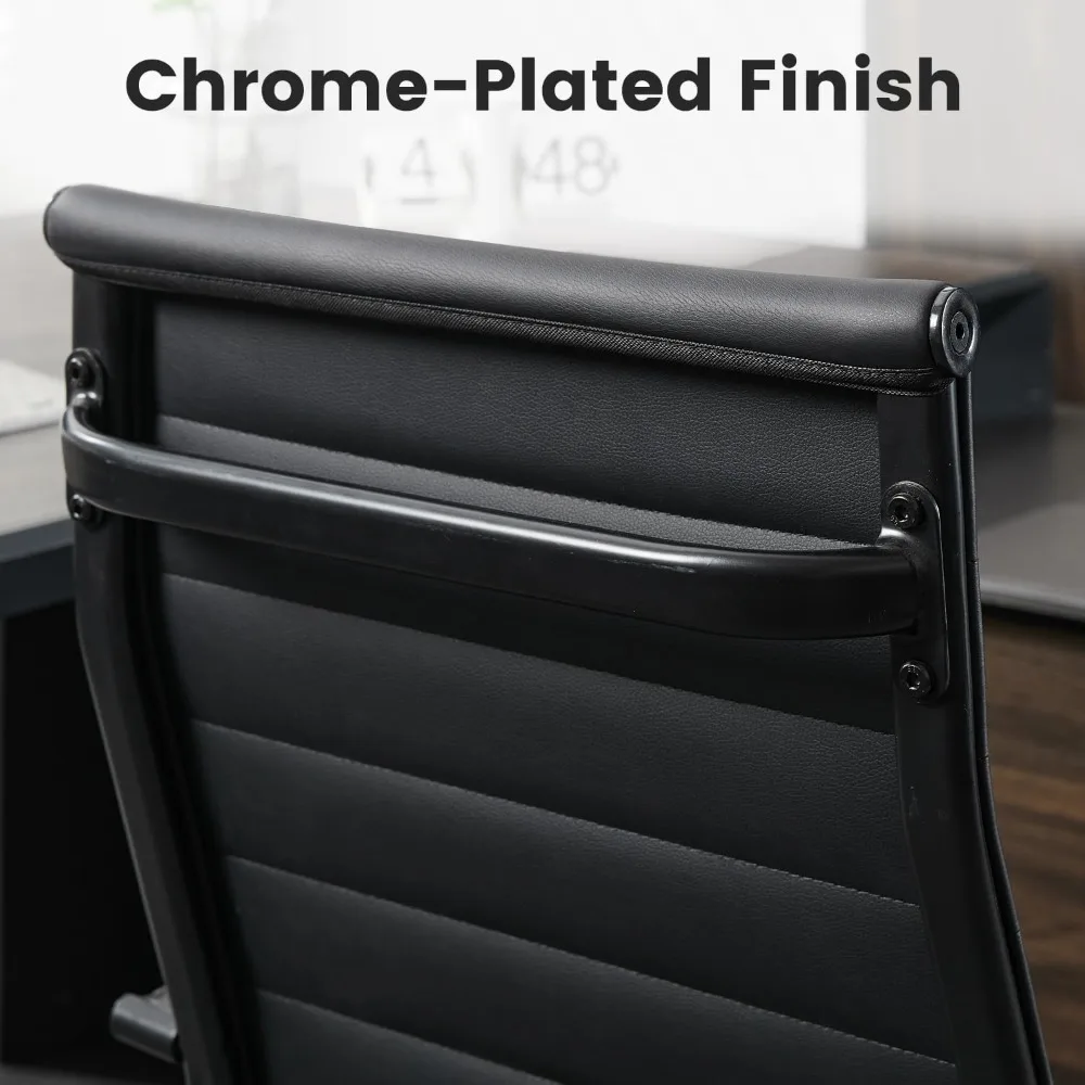 Leather Office Desk Chairs, Wheels-equipped Conference Room Seating, Modern Executive Computer Chairs with Arms for Guest Comfor