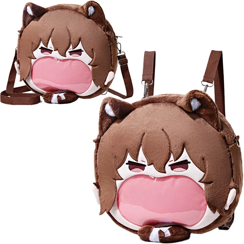 

Anime Dazai Osamu Cosplay Bag Unisex Kawaii Plush Backpack Shoulders Bag Transparent Knapsack Accessories Prop Gift