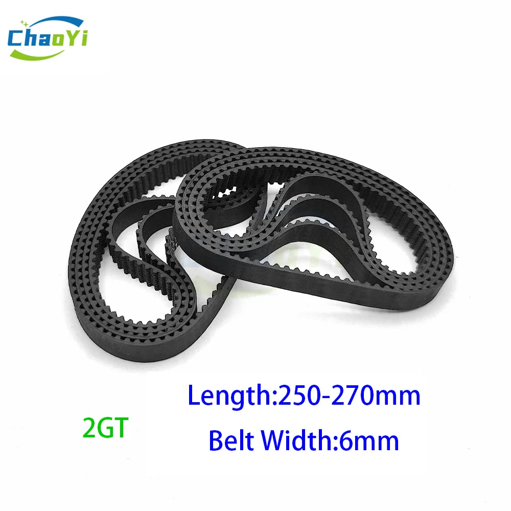 2GT Closed Loop Rubber Timing Belt Pitch Length 250 252 254 256 258 260 262 264 266 268 270mm Width 6mm 250-gt2 260-gt2 270-gt2