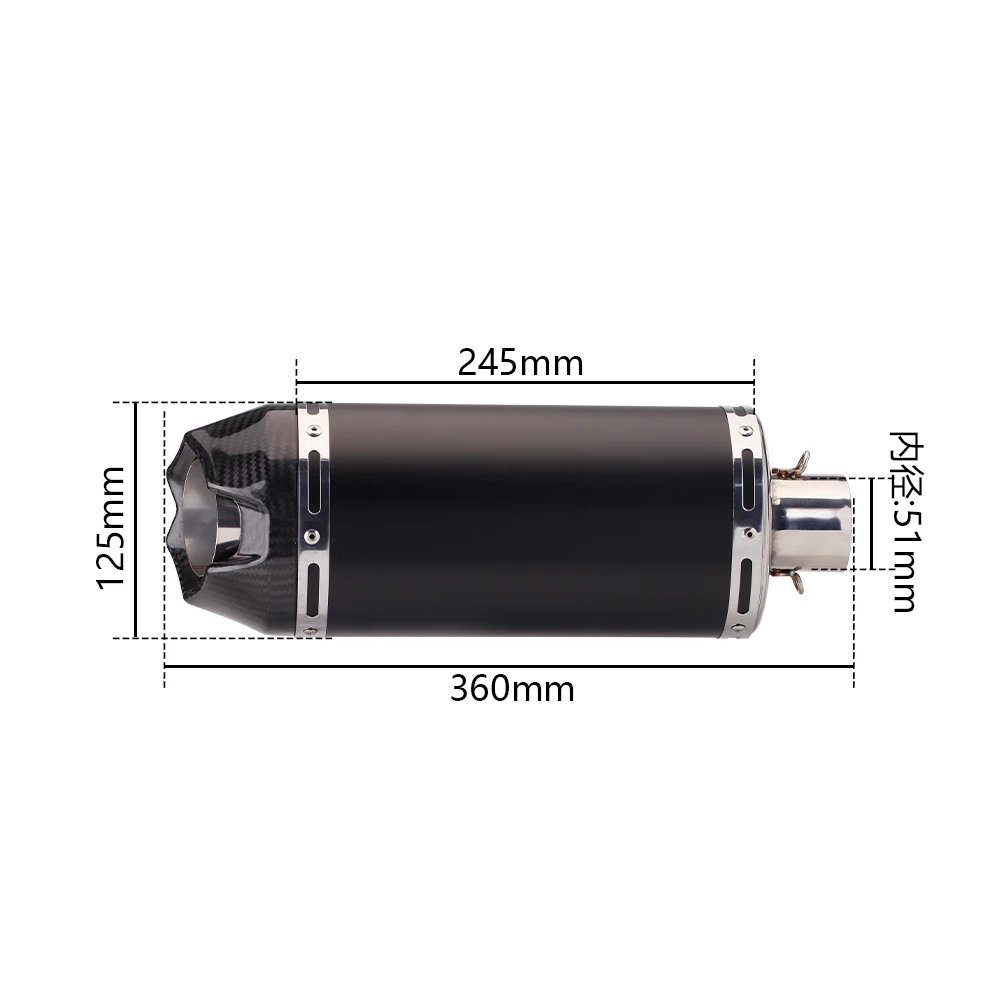 51mm Motorcycle Exhaust Carbon Fiber Modified Muffler for Pcx Nmax Aerox Z400 Z250 Z650 Ninja400 Ninja250 Mt15