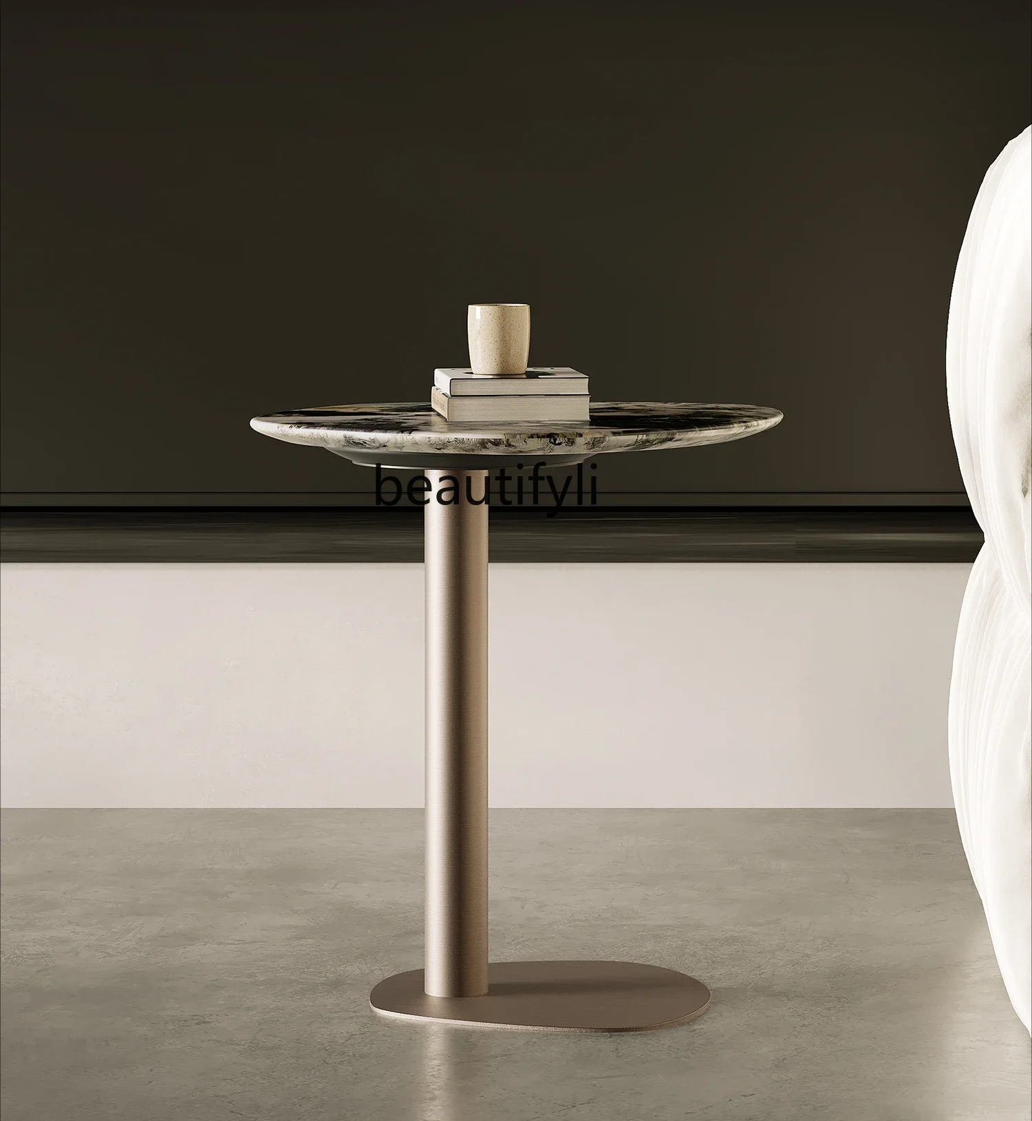 

Modern light luxury sofa, a few designer marble corners, a few high-end living room, small round table, wabi-sabi wind