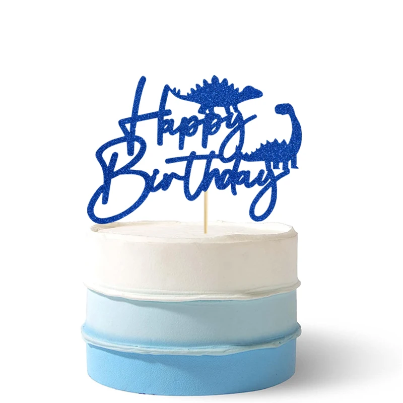 1 Stück Gold/Schwarz/Grün/Blau Dinosaurier Alles Gute zum Geburtstag Kuchen mit Dinosaurier Thema, Baby Dusche, Geburtstag Party Kuchen Dekoration Lieferungen – Detail 6