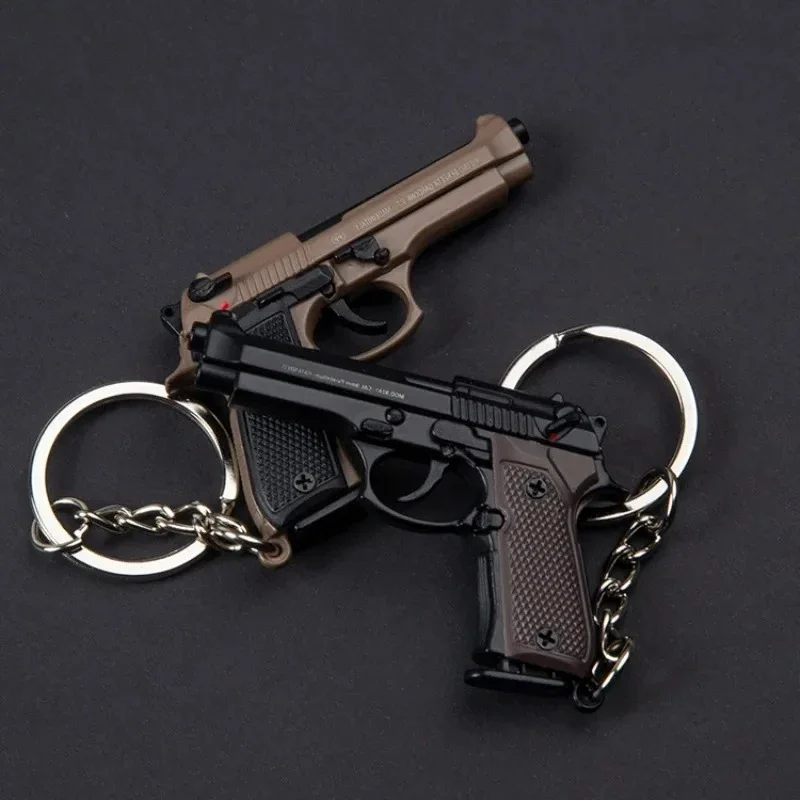 Alloy 1:4 92F Pistol Portable Toy Gun Model Detachable Keychain Fidget Toy for Boy Collection Adults birthday Gift