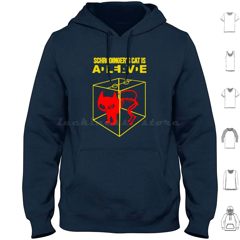 Shrodinger'cat Sudadera con capucha de algodón de manga larga con logotipo Quantic Miaou Shr Dinger Shrodinger Cat Dead Alive Chemistry Fun Science
