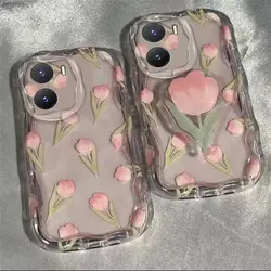 Full screen tulips Phone Case For iPhone 14 Pro Max 15 11 12 13 Mini XR 6s 6 8 7 Plus X XS SE 2020 2022 Soft Silicone Cover
