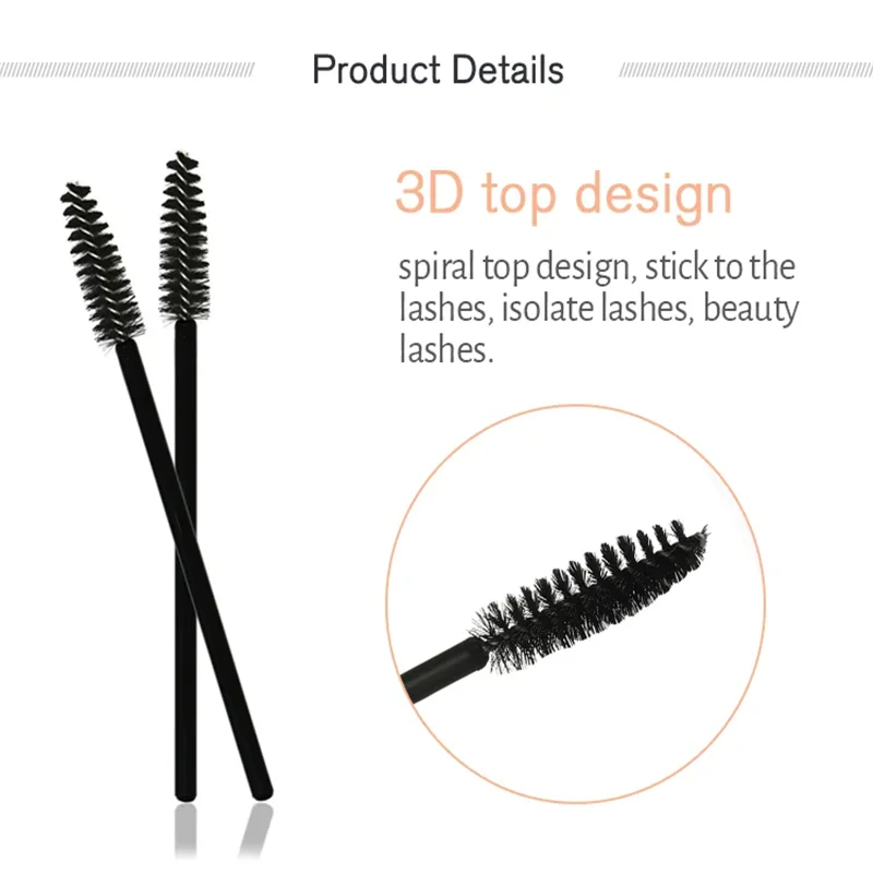 50개 맞춤형 로고 도매 속눈썹 연장 마스카라 스풀리 클리닝 브러쉬 일회용 속눈썹 브러쉬 클리너 홀더 박스 포함