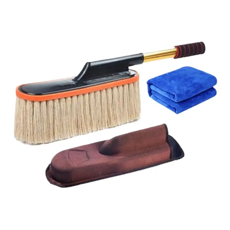 

Car Duster Interior Car Interior Duster Detail Brush 3 Pieces Auto Mop Wax Cotton Hair Detailing Cleaning Tools For Auto Tire