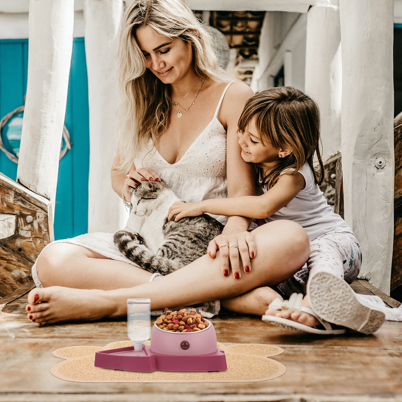 

Cat Litter Mat Non-Slip Pink Pet Paw Shape Dish Bowl Food Placemat Mat 30x40cm for Dog Cat Puppy Kitten Absorbs Dirt Sand