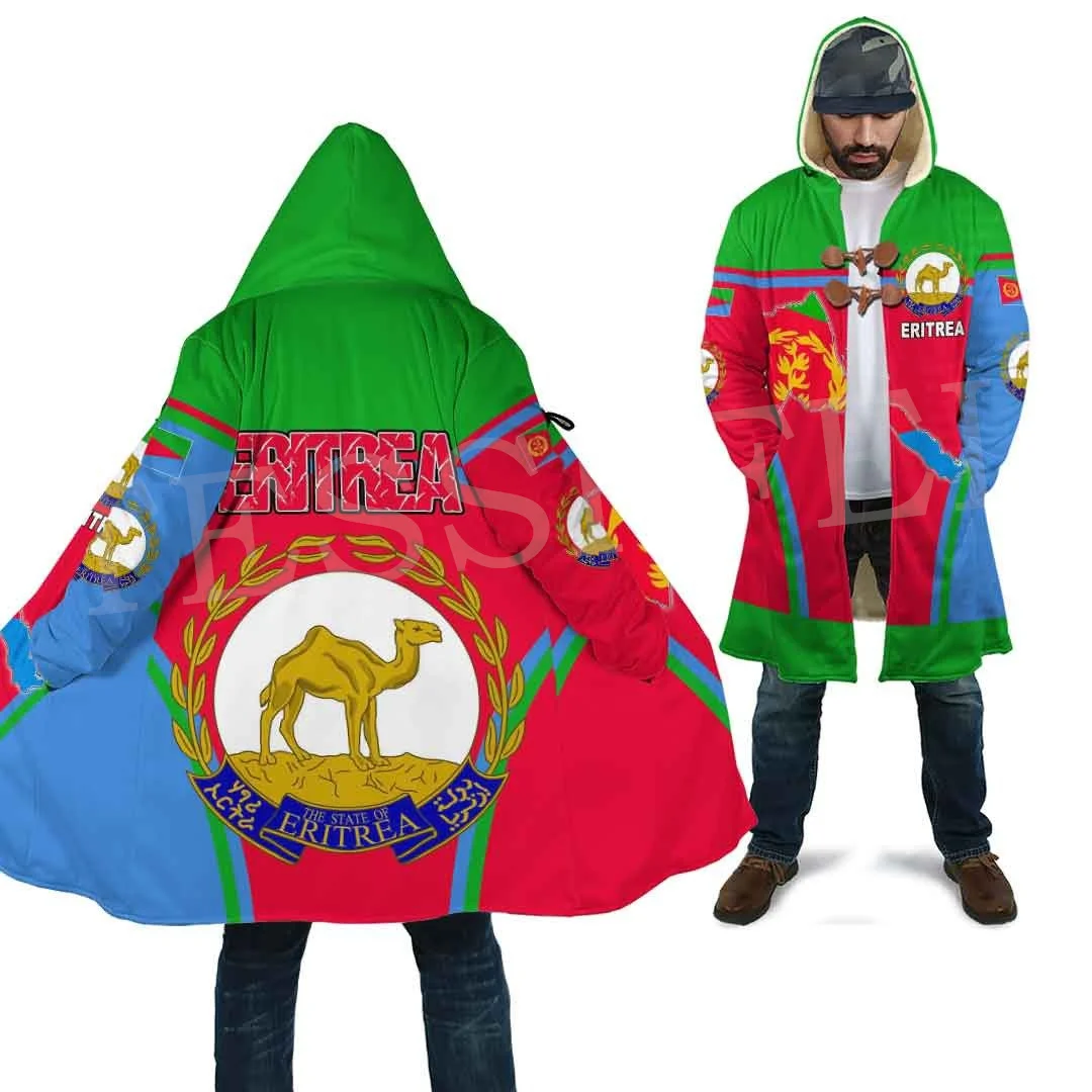 Newest Africa County Ethiopia Eritrea Tigary Lion Tattoo Retro 3DPrint Men/Women Winter Windbreaker Coat Hood Cloak Overcoat X1