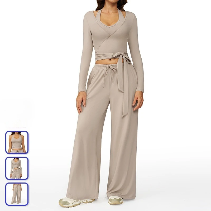 2025 Autumn Woolen Yoga Set Quick Drying Beauty Back Strap Sports Set Casual and Comfortable Running Fitness Clothing for Women