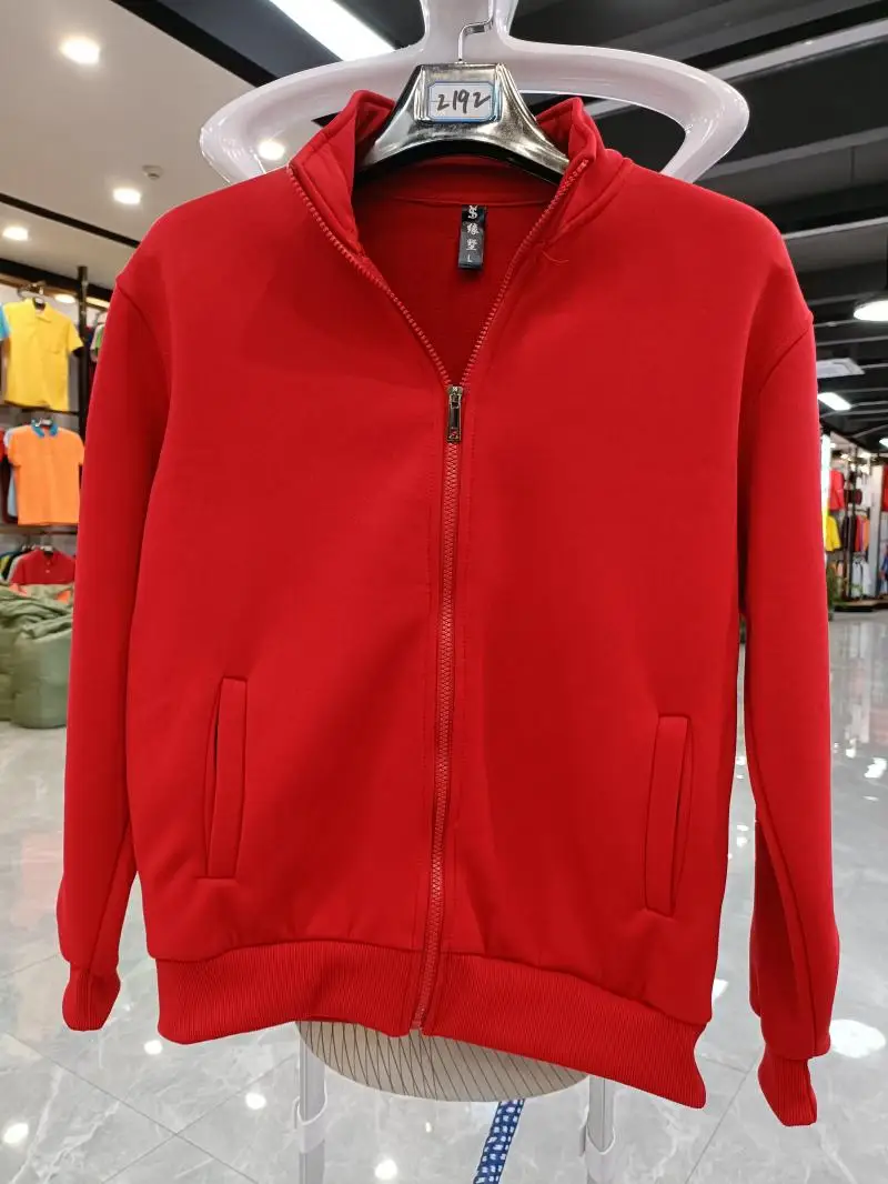 5 Colors Forest Red Royal Blue Plastic Zip Up Polar Fleece Hoodies Jacket Plain Blank Turn-Down Tracksuit Jacket Bottom Clothes