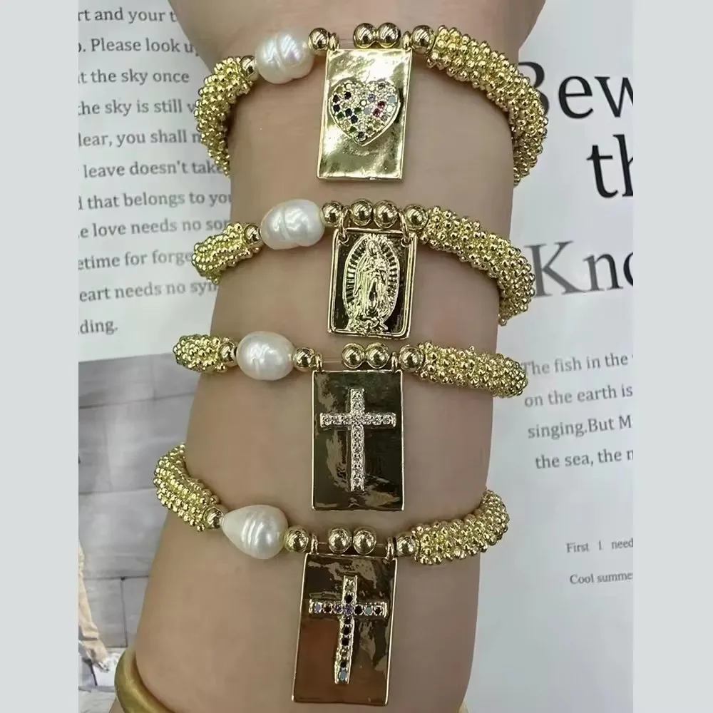 

5 шт., браслет ручной работы с позолоченными бусинами и снежинками