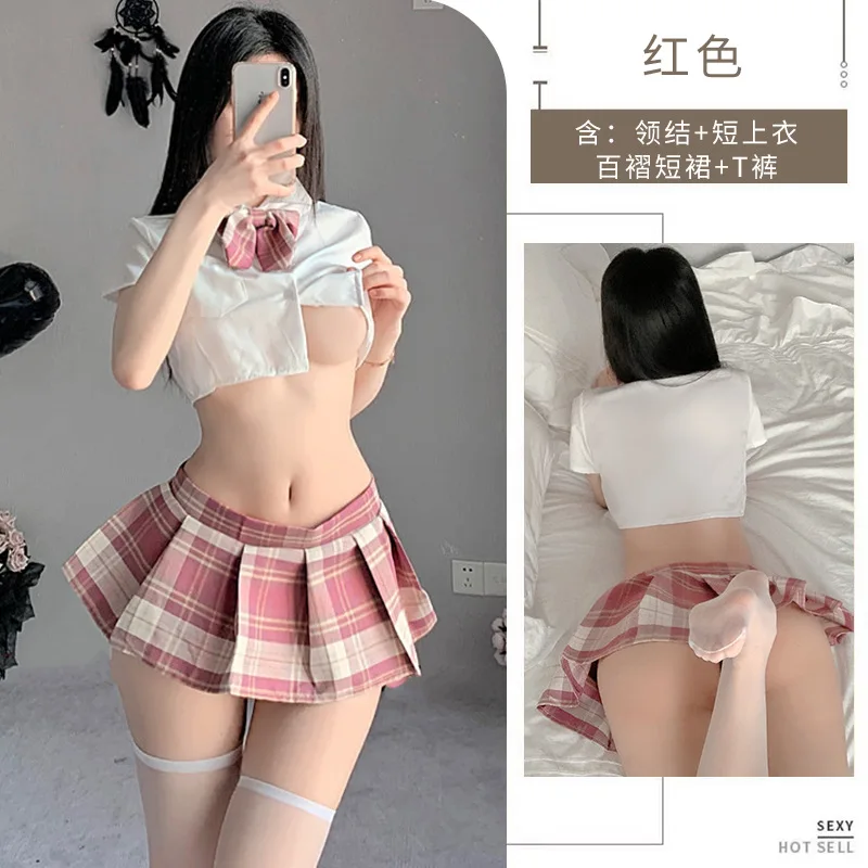 Sexy Lingerie Student Wear Sexy JK Uniform Temptation Hot Pleated Skirt Role Play Passion Flirting Suit