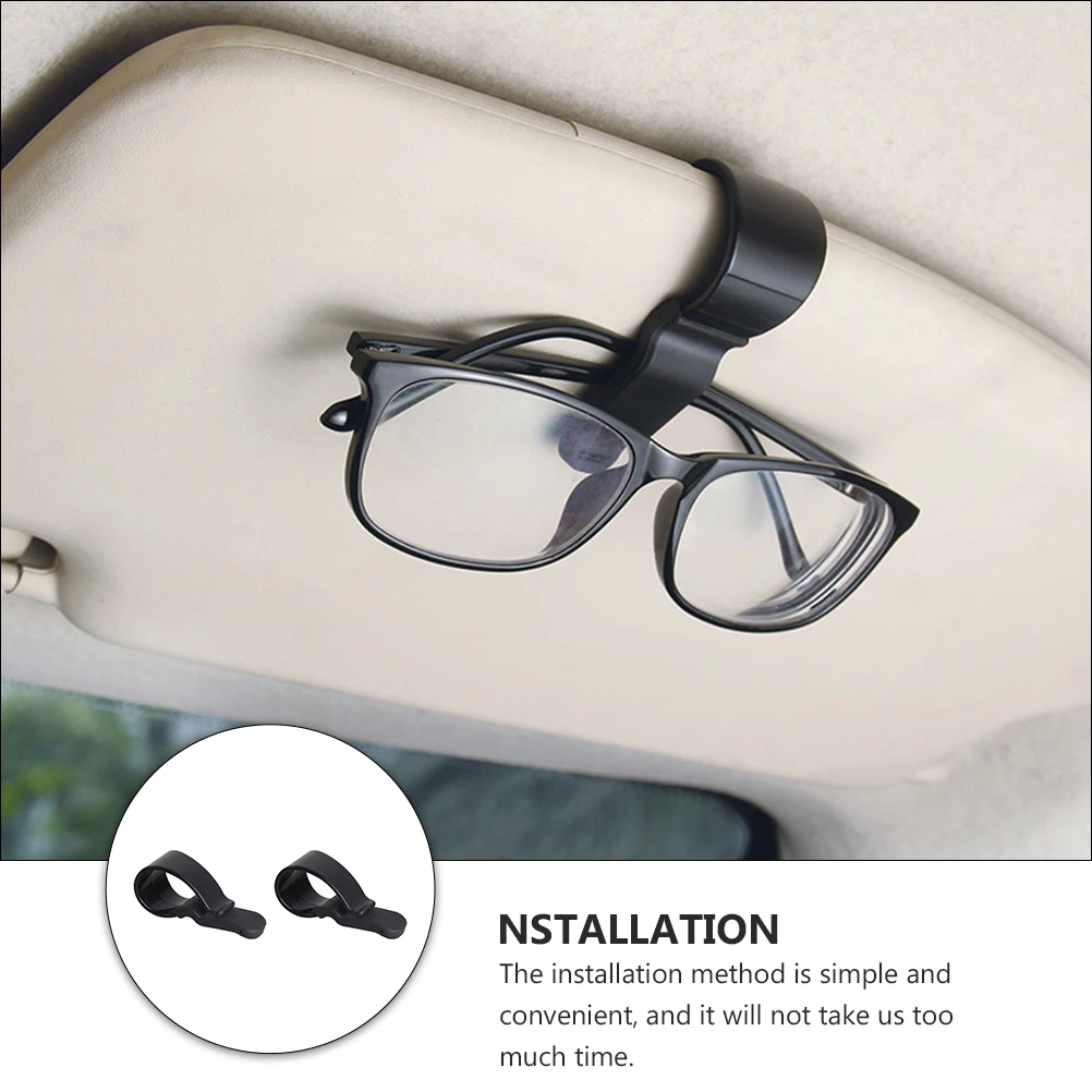 

2pcs Glasses Holder For Sun Visor Durable Strong Fixation Scratch-Free Easy Installation Compact Size Non-Blocking View Car