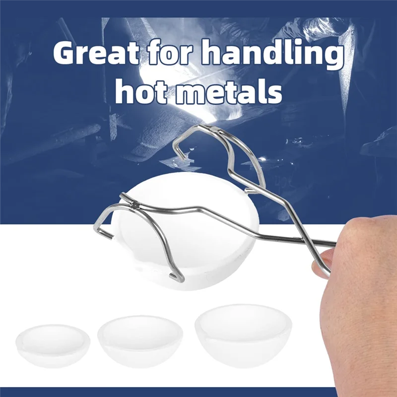 5 Pieces Small Melting  Crucible Bowl Dish Cup Set Parts Kit Include Honeycomb Soldering Board With Whip Tongs Handle