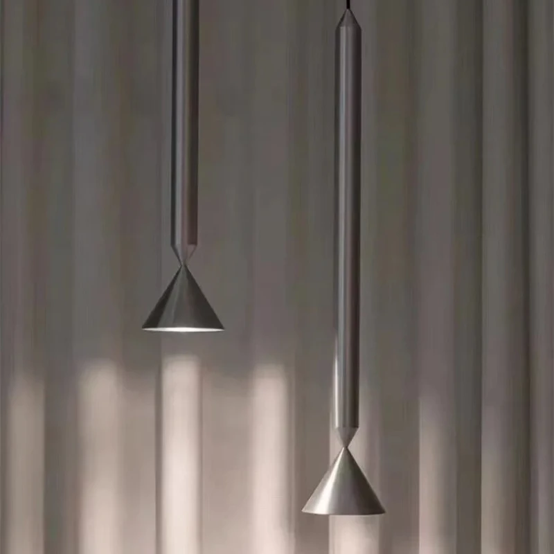 Long Pole Metal Wire Drawing Process Pendant Light Designer Restaurant Bar LED Decoration Hanging Lamp Home Bedroom Lighting