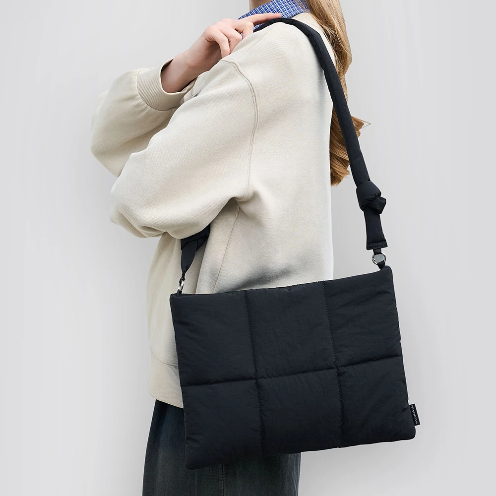 Puffy Quilted Laptop Shoulder Bag 13-14 15-16 Inch for MacBook Air Pro Padded Computer Sleeve Lightweight Carrying Case