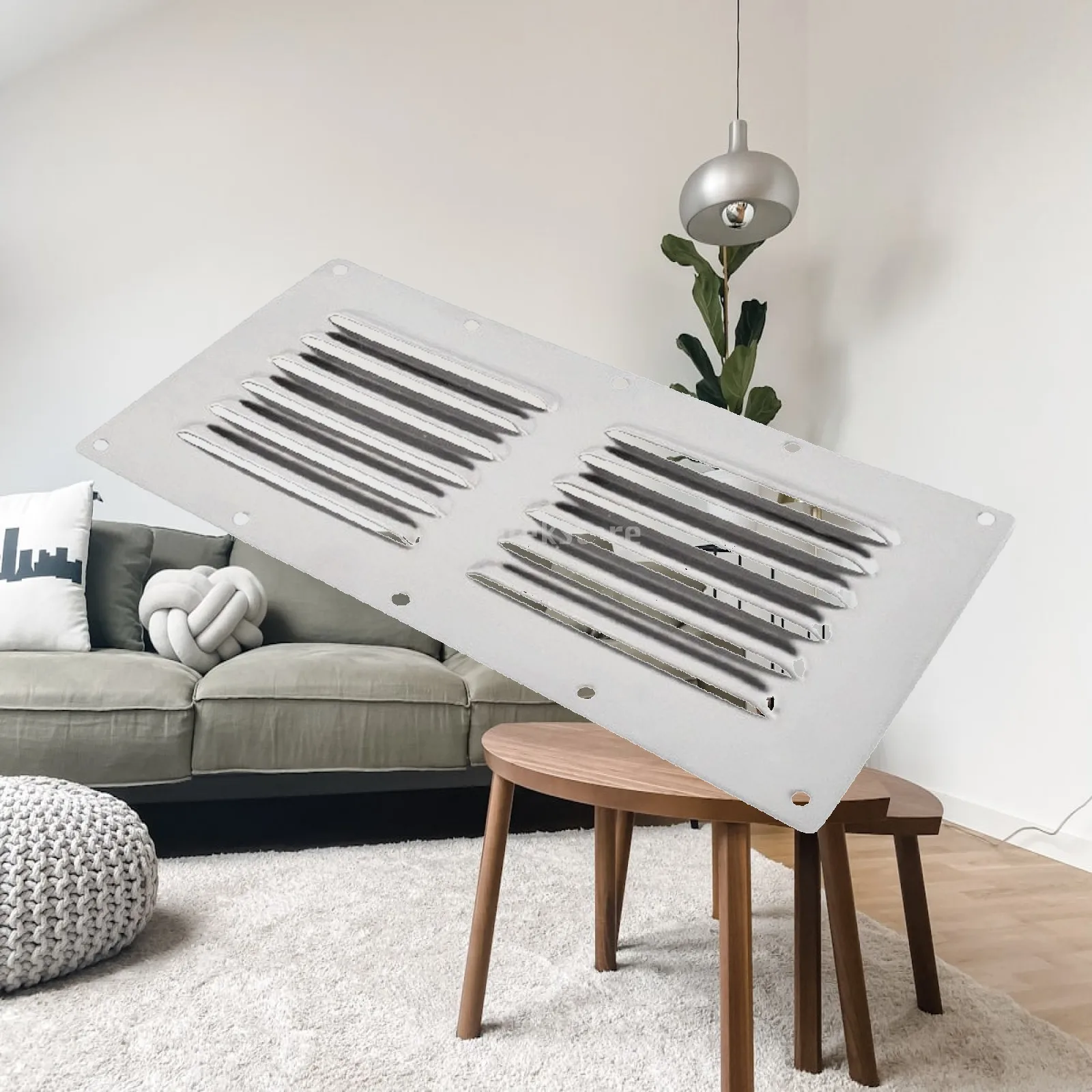 Silver Finish 304 Stainless Steel Air Vent Grille Panel Louvered Exhaust Cover with Pre Drilled Holes for Marine Boat Home
