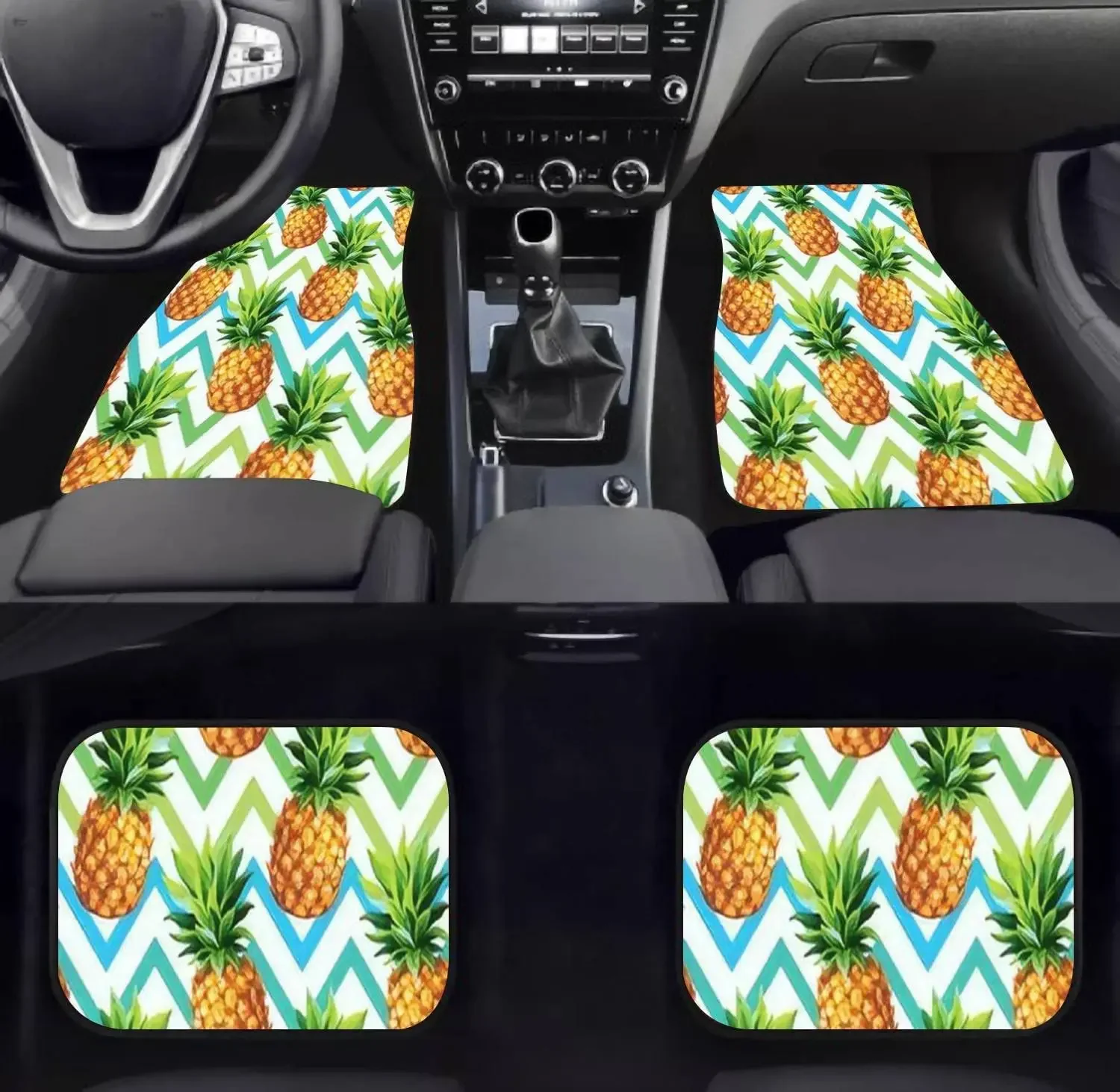 Car Floor Mats - Pineapple Seamless an Abstract Geometrical Carpet Floor Mats for Cars, Anti Slip Rubber Auto Interior Decor