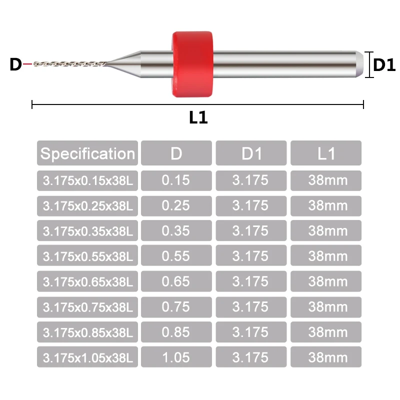 CMCP 10pcs 0.15-1.05mm PCB Drill Bit Set Carbide Micro Drill Bits Step Drill For Printed Circuit Board Mini CNC Drill Bit