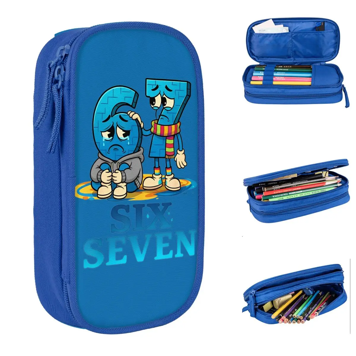 

Sad 6 7 Six Seven 67 Meme Pencil Cases Pencilcases Pen Holder for Student Big Capacity Bags Students School Zipper Stationery