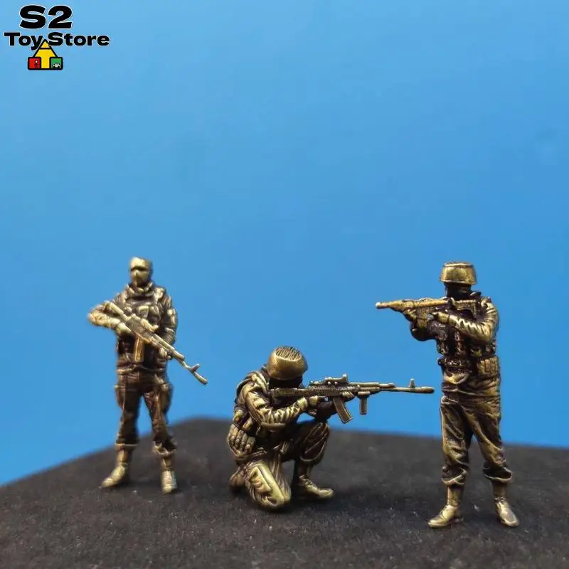 Navy SEALs & Mercenary Brass Statue Modern U.S. Soldier in Chemical Defense Suit Tactical Miniature Model for Display Boy Gift