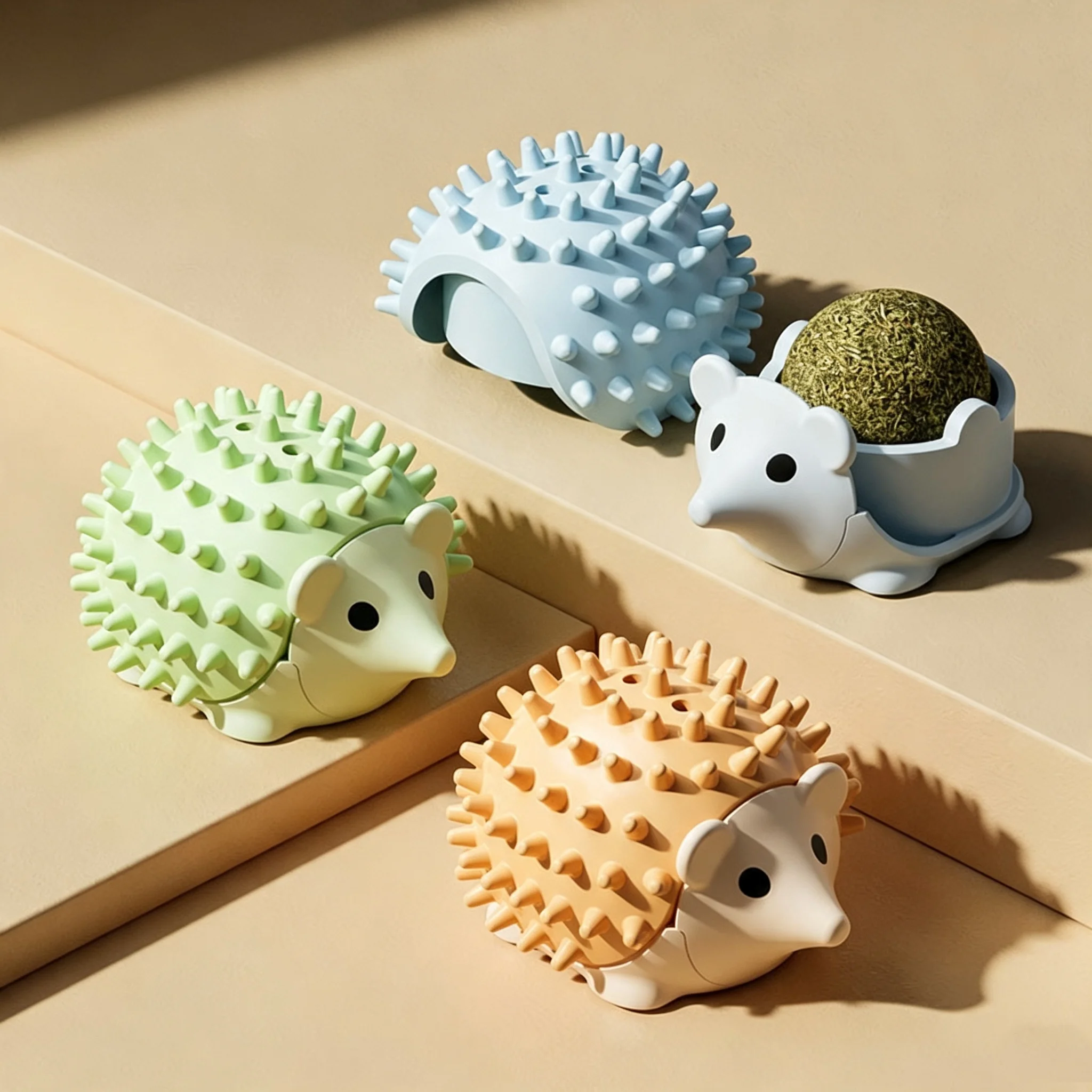 Catnip Hedgehog Wall Sticker Toy 360° Rotating Cat Lick Mat BPA Free Removable Mint Ball Aid Digestion Teeth Health Fresh Breath